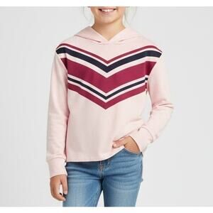 Epic Threads Pullover Hoodie Top Girls Small (S) Pink Lightweight Chevron Print